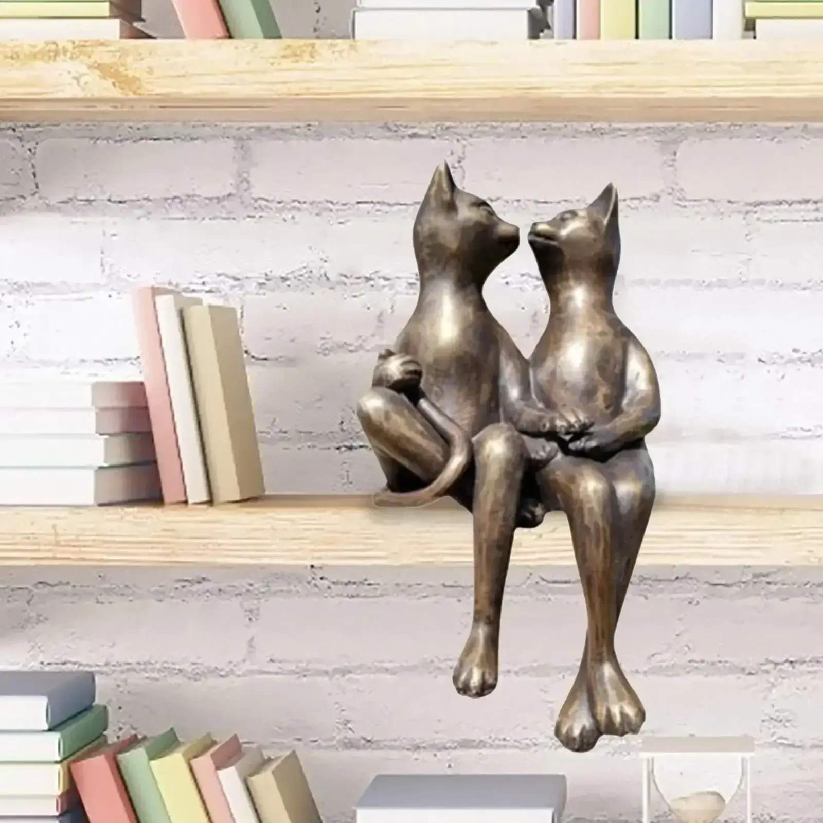 New Loving Couple Cats Kiss Dating Statue Modern Minimalist Desktop Resin Crafts Ornaments Home Garden Decoration Christmas Gift