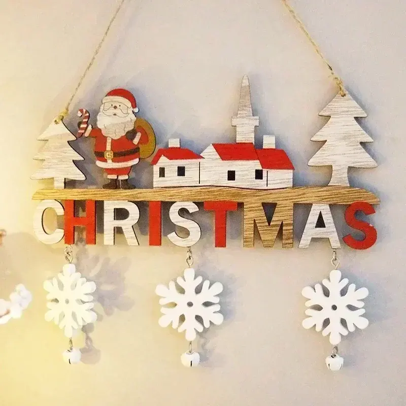 Christmas Home Creative Decor Pendants Restaurants Wooden Handicrafts Door Decorations Christmas Festival Gifts Accessories