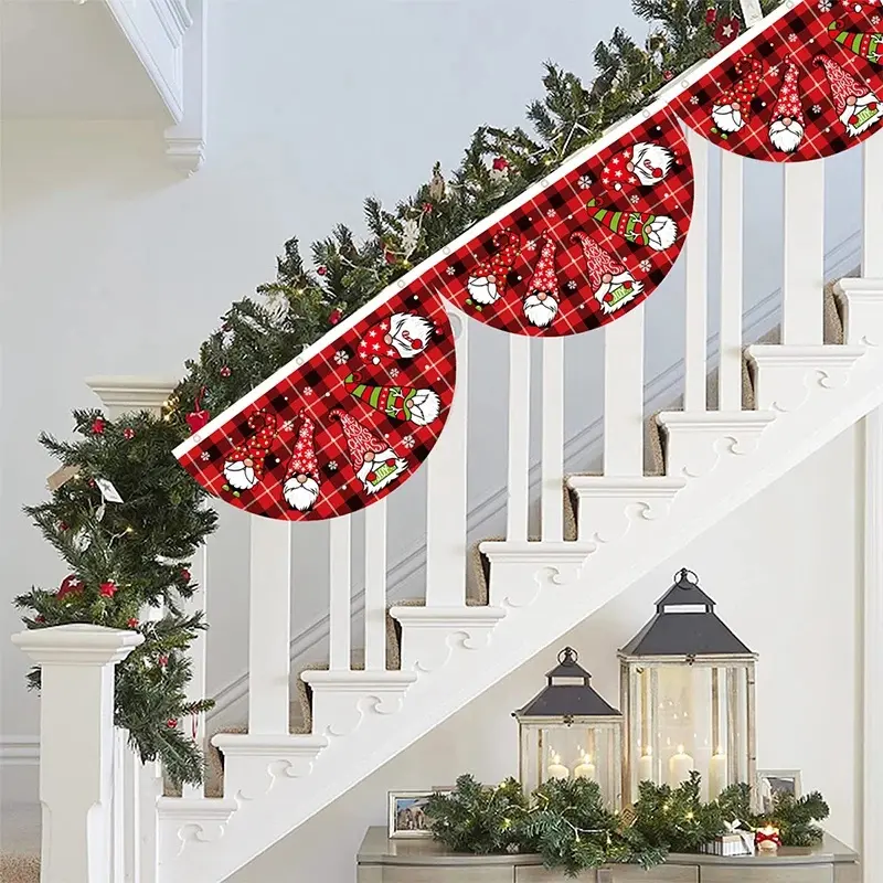 1Pcs Christmas Outdoor Polyester Fan-shaped Flag Christmas Decor For Home Cristmas Drop Ornament Xmas Gift New Year Supplies