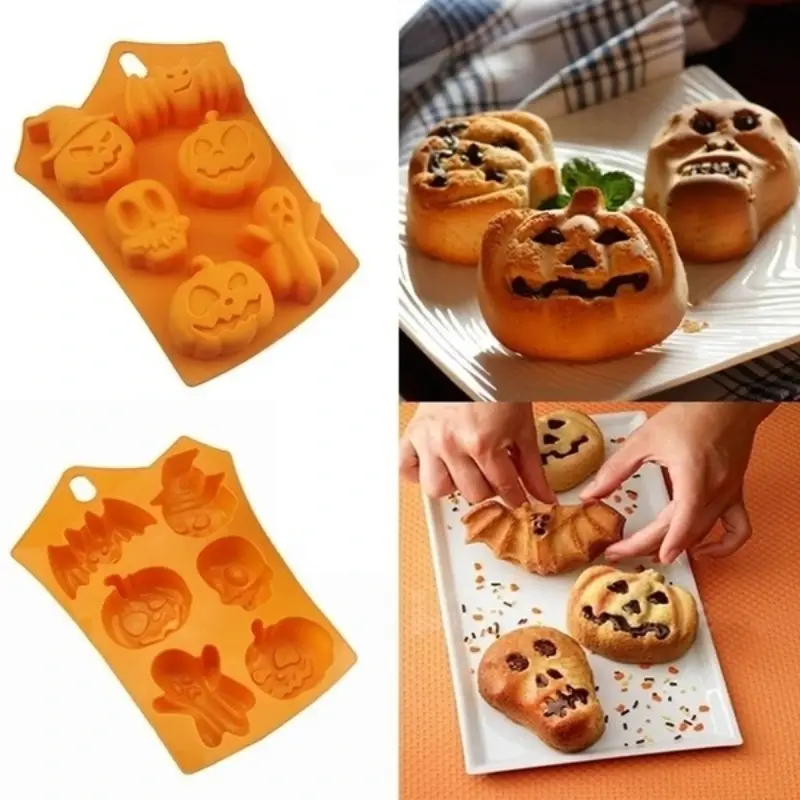 Silicon Crayon Happy Halloween Home Decoration Silicon Pumpkin Cake Mold Kitchen Baking Tools Mold Cake Silicon Mold Supplies