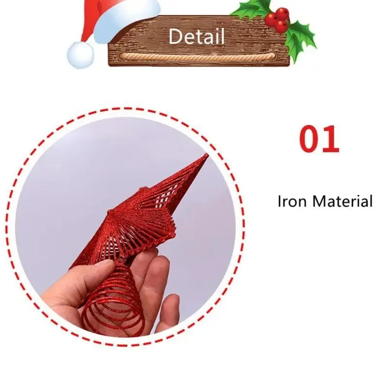 New Three Dimensional Five Pointed Star Christmas Tree Top Gold Glitter Iron Decorations Christmas Window Scene Layout