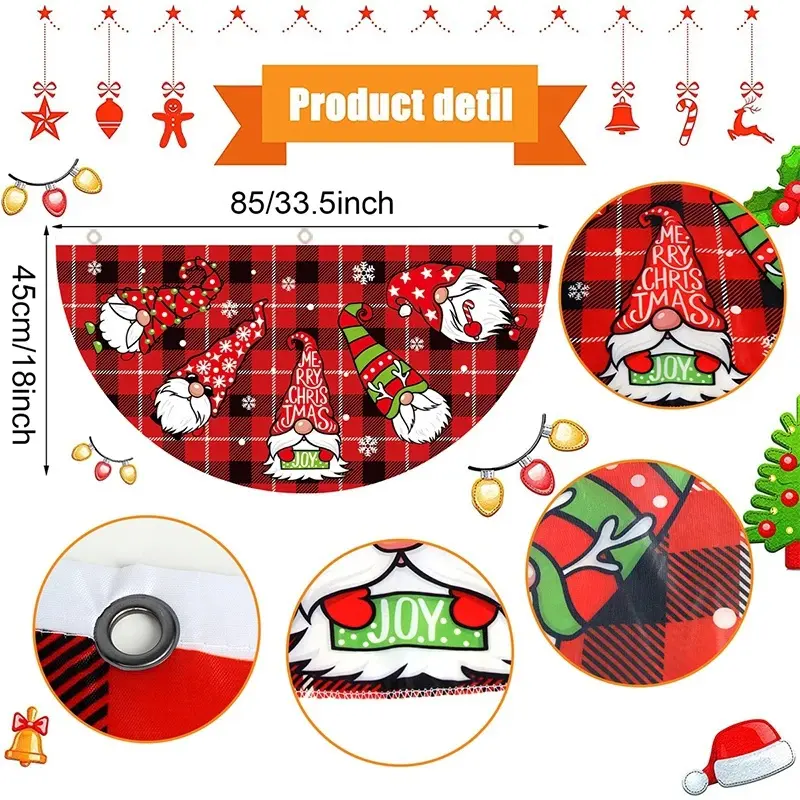 1Pcs Christmas Outdoor Polyester Fan-shaped Flag Christmas Decor For Home Cristmas Drop Ornament Xmas Gift New Year Supplies