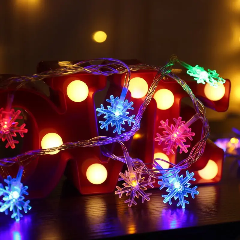 Snowflake LED Lights Christmas Decoration Home Xmas Tree Hanging Garland Christmas Ornaments 2025 New Year Gifts
