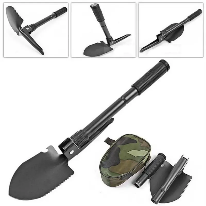 Foldable Shovel With Compass Multi Purpose For Camping Hiking Backpacking Gardening Hiking Accessories Outdoor Travel Tools