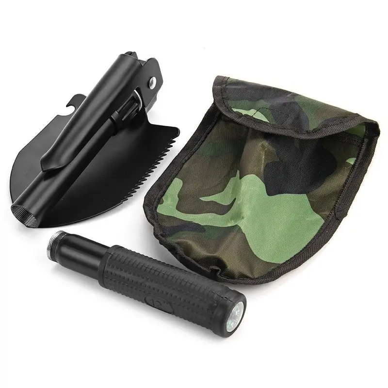 Foldable Shovel With Compass Multi Purpose For Camping Hiking Backpacking Gardening Hiking Accessories Outdoor Travel Tools