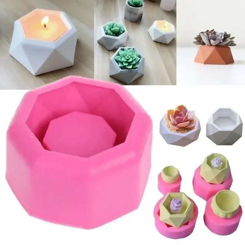 3D Succulent Plant Pot Silicone Mold Plaster Cement Mini Flower Bonsai DIY Ashtray Candlestick Silicone Soap Mold