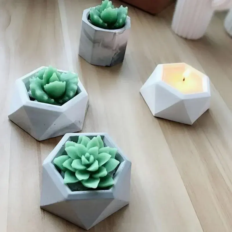 3D Succulent Plant Pot Silicone Mold Plaster Cement Mini Flower Bonsai DIY Ashtray Candlestick Silicone Soap Mold