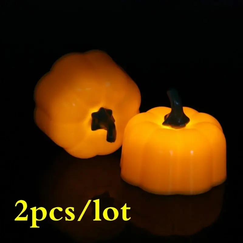 2pcs/lot Halloween Holiday Decoration LED Electronic Candle Pumpkin Candle Light Yellow Flash Halloween Pumpkin Light