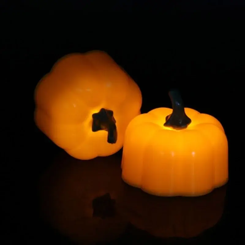 2pcs/lot Halloween Holiday Decoration LED Electronic Candle Pumpkin Candle Light Yellow Flash Halloween Pumpkin Light