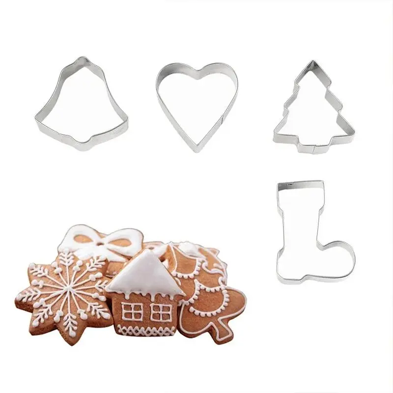 New 10Pcs/set Christmas Cookie Cutter Stainless Steel Cut Candy Biscuit Mold Cooking Tools Christmas Theme Cutters Baking