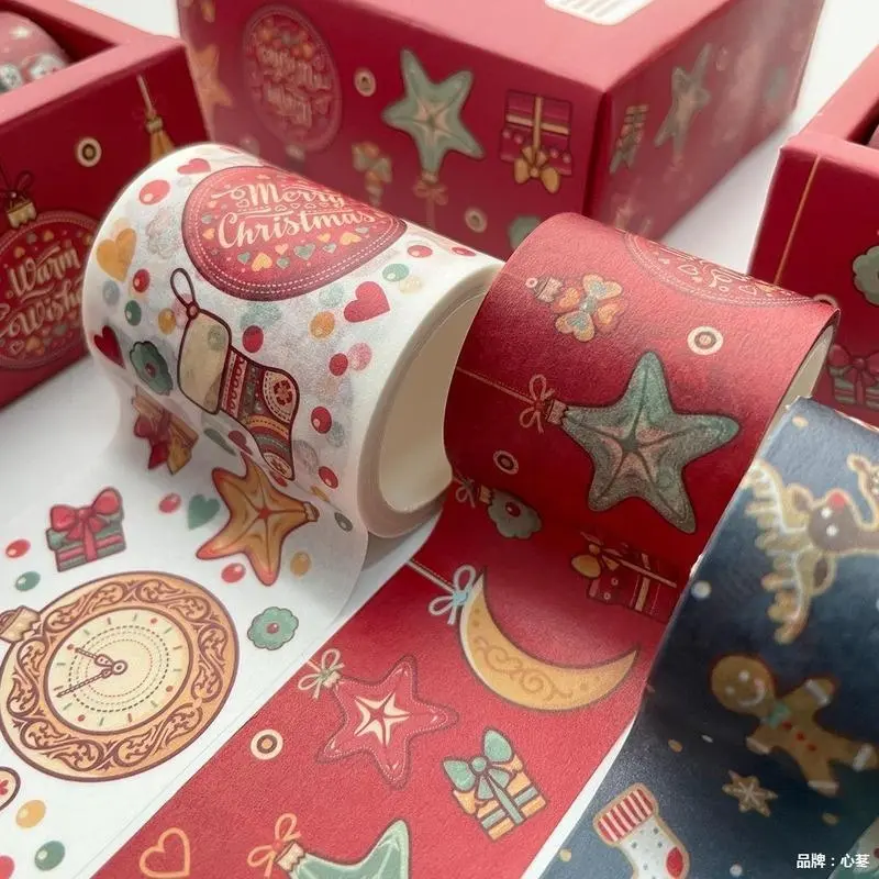 New 6Rolls/ Box Christmas Pattern Tape Xmas Gift Decorative 3 Meters Merry Christmas Masking Tape Set Scrapbooking Sticker Label