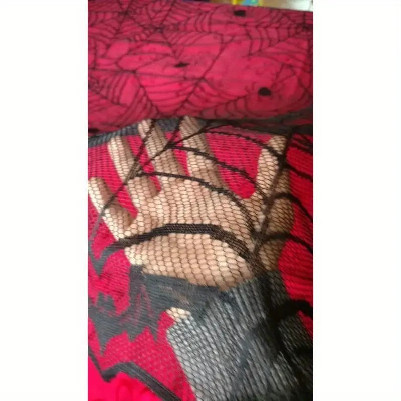 Creative Design Lace Spider Web Skeleton Skull Tablecloth Halloween Decoration Lace Spider Web Scarf Cover 120*240cm Tablecloth