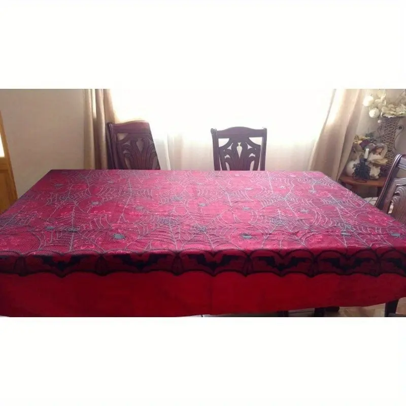 Creative Design Lace Spider Web Skeleton Skull Tablecloth Halloween Decoration Lace Spider Web Scarf Cover 120*240cm Tablecloth