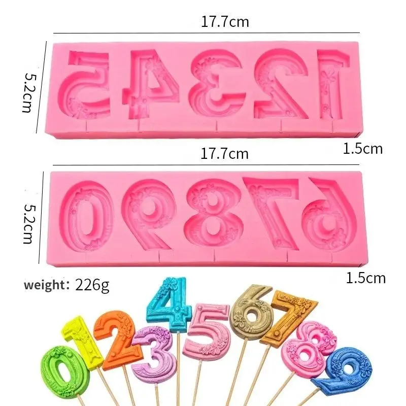 New 0-9 Birthday Plug-in Digital Silicone Mold DIY Candle Chocolate Lollipop Fondant Baking Bakeware Kitchen Tool Cake Decor