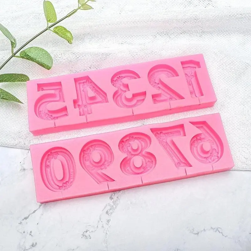New 0-9 Birthday Plug-in Digital Silicone Mold DIY Candle Chocolate Lollipop Fondant Baking Bakeware Kitchen Tool Cake Decor