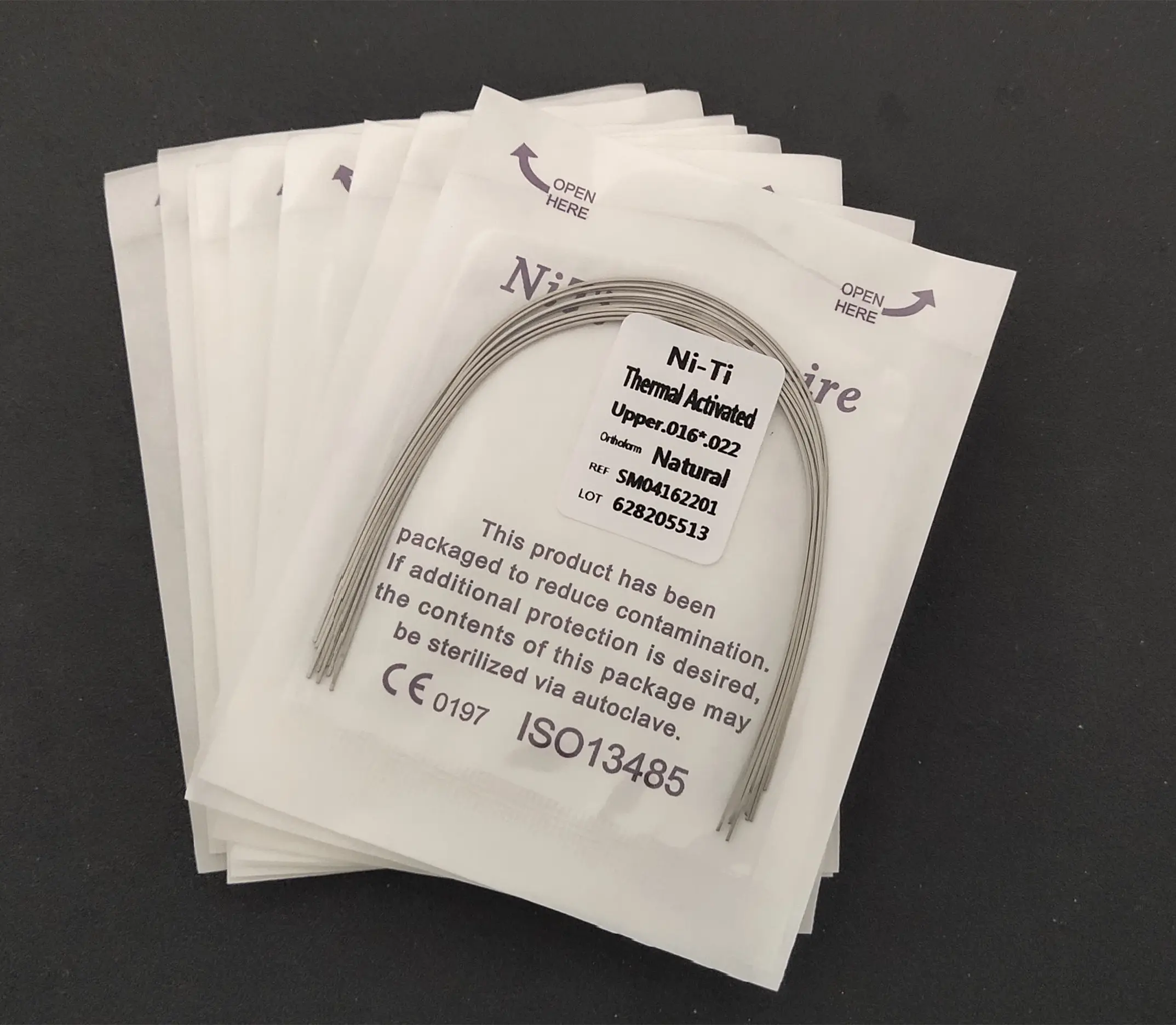 100Pks Dental Niti Heat Thermal Activated Archwires Natural Form Orthodontic Arc Round Rectangular Arch Wires for Teeth Braces