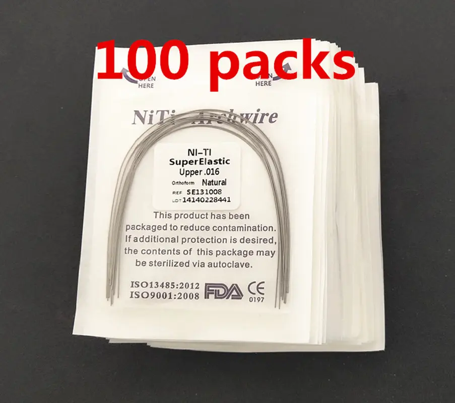 100 Packs Super Elastic Niti Round Arch Wires Nature Form 1000 Pcs Dental Orthodontics Bows