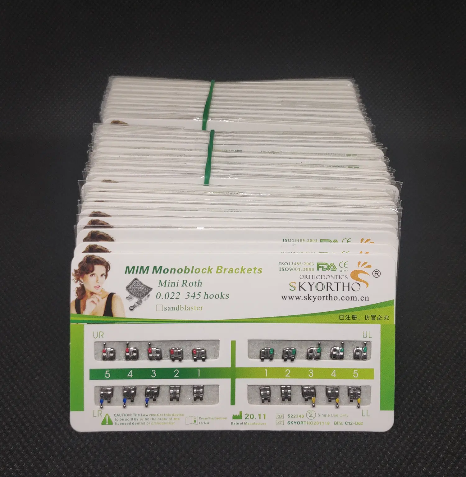 100Sets Mesh Base Braces Mini Roth 022 Slot 345 Hooks Orthodontic Metal Braces Bracket MIM Monoblock Brackets Mesh Base