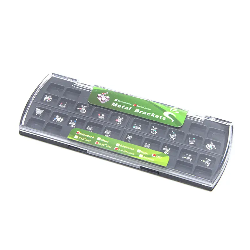 100 Packs Mini Roth 022 Slot 3 4 5 Hooks Dental Orthodontics Metal Brackets With Box Mesh Base MIM Metal Ultrathin