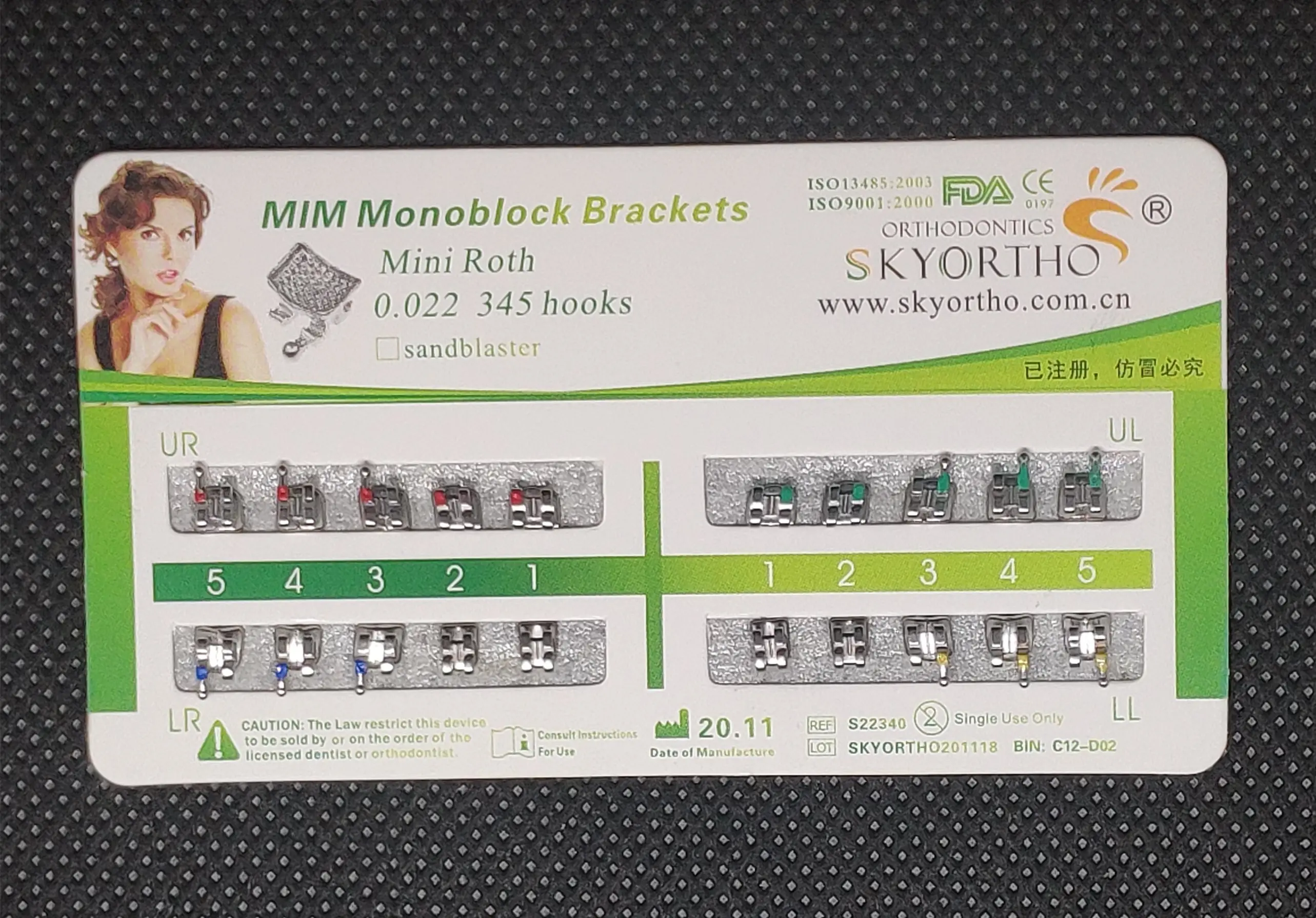 100Sets Mesh Base Braces Mini Roth 022 Slot 345 Hooks Orthodontic Metal Braces Bracket MIM Monoblock Brackets Mesh Base