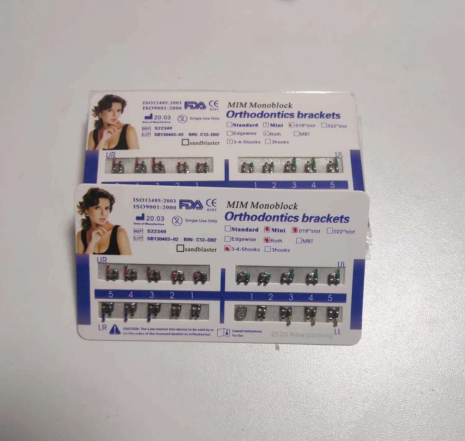 Dental Bracket Teeth Braces Mini Roth 018 Slot 345 Hooks Orthodontic Metal Braces MIM Monoblock Mesh Base