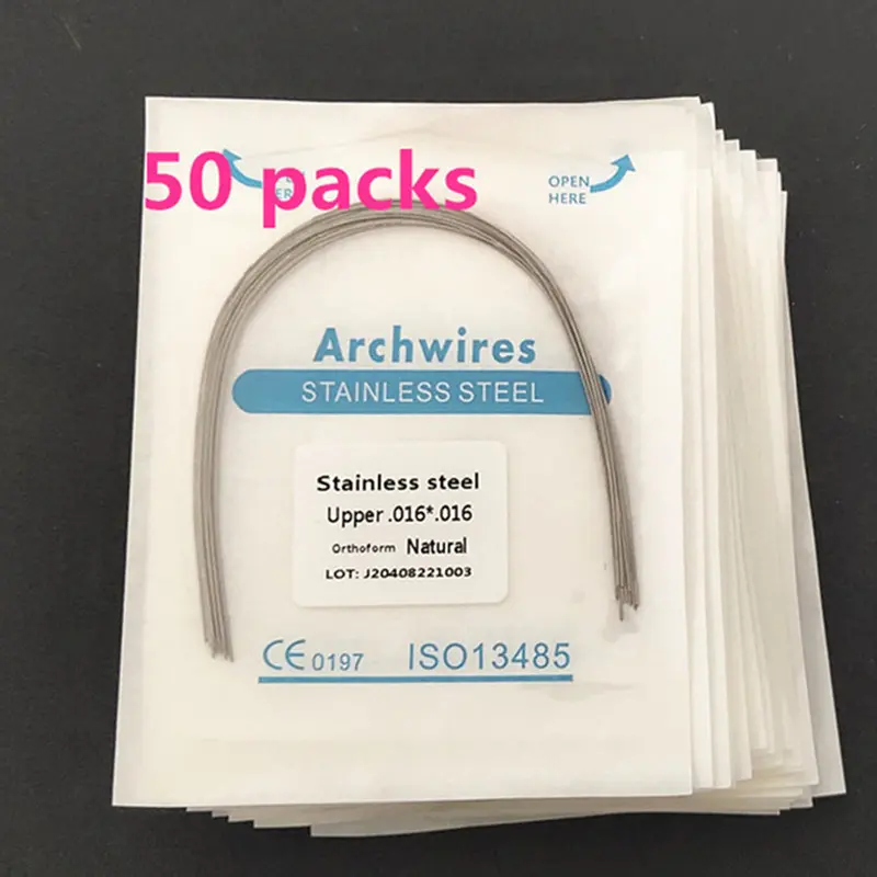 50Packs Stainless Steel Round/Rectangular Arch Wires Nature Natural