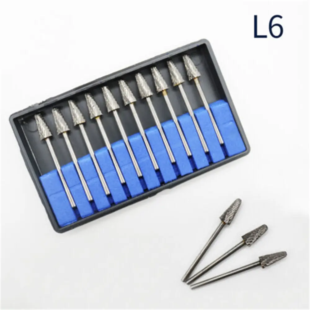 10 Pcs Dental Lab Polishing Bur Drills Tungsten Steel Carbide Burs HP 2.35MM