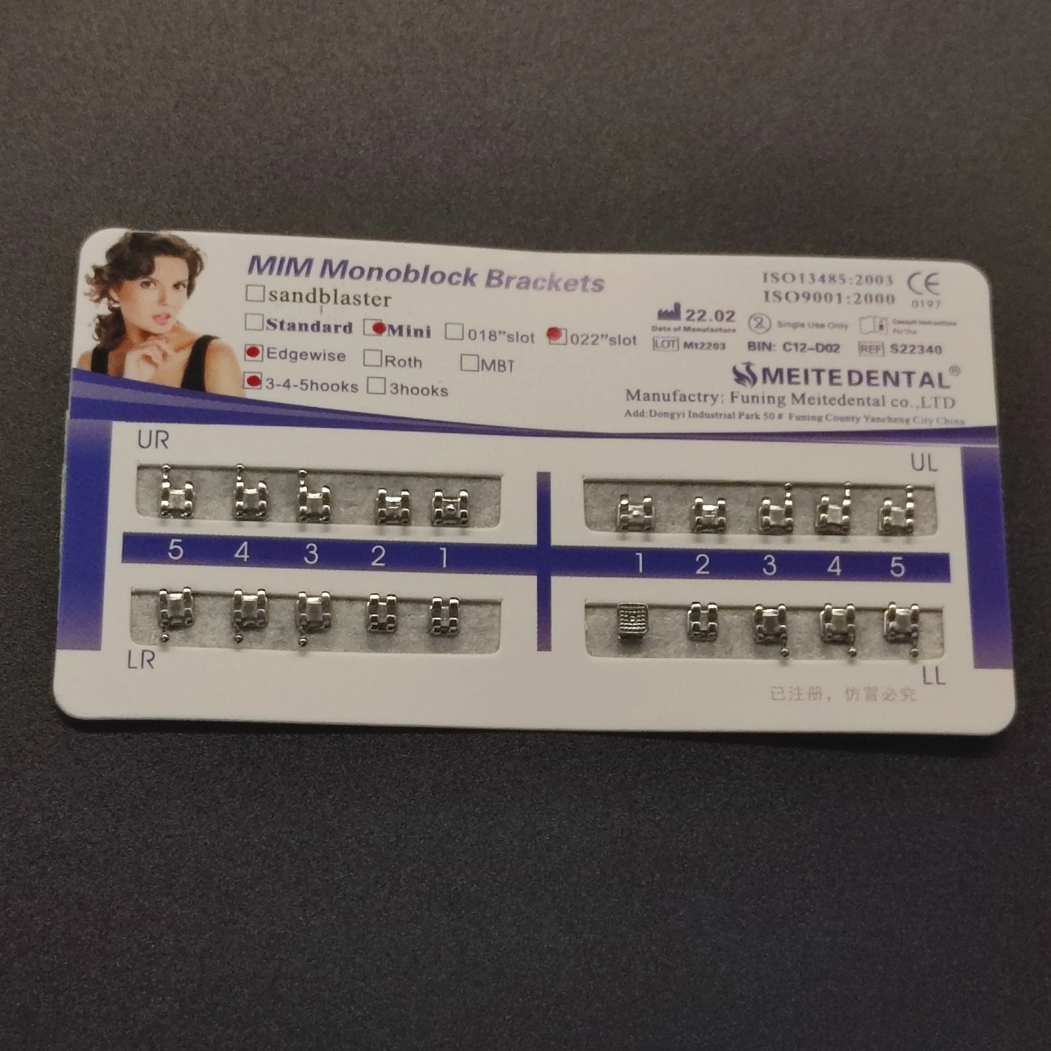 Dental Braces Mini Edgewise 022 Slot 3 4 5 Hooks Orthodontics Metal Brackets Mesh Base MIM Ultrathin