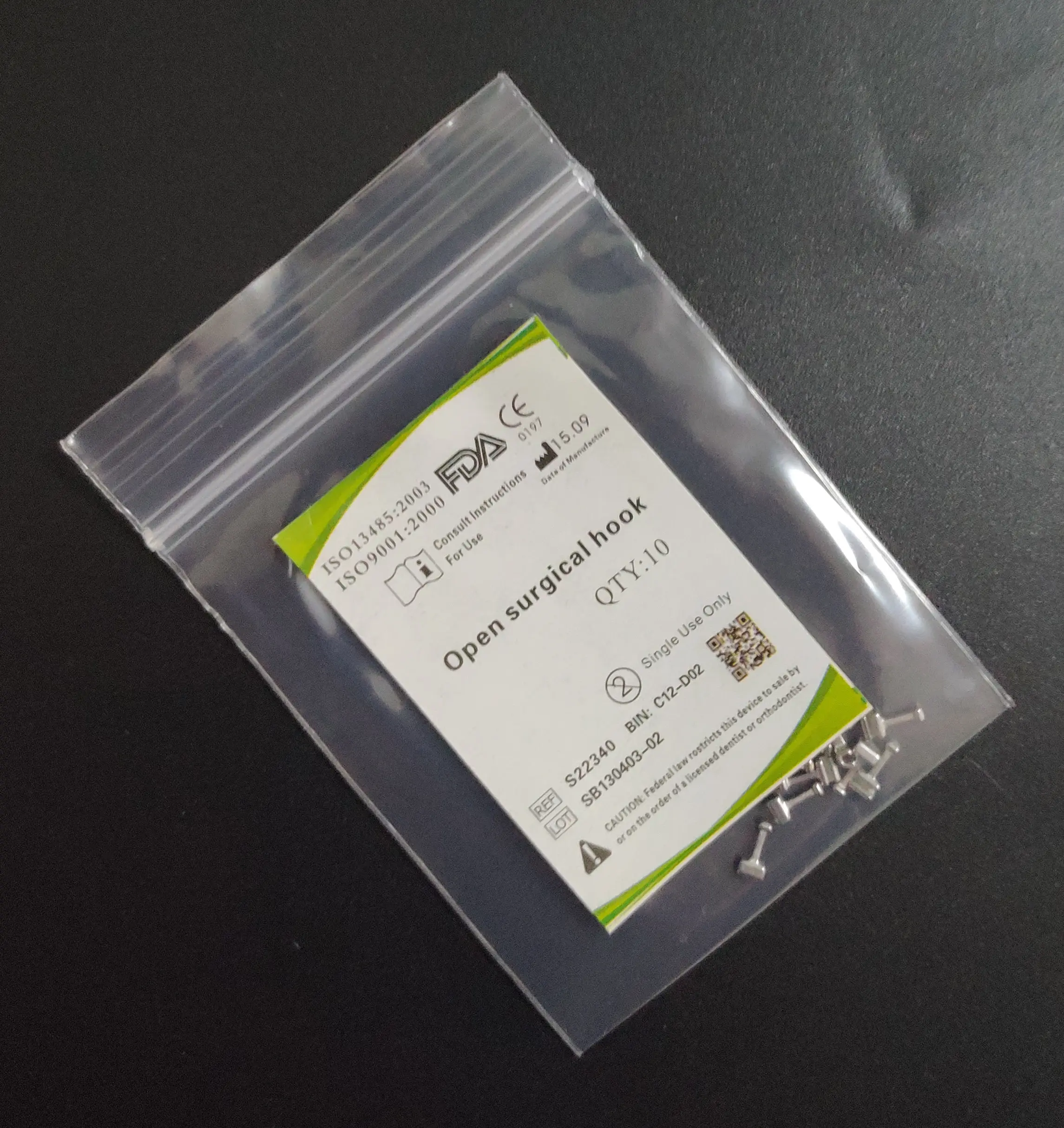10 Packs Crimpable Hooks Open Surgical Hook Long Type 100 Pcs Dental Orthodontics Product