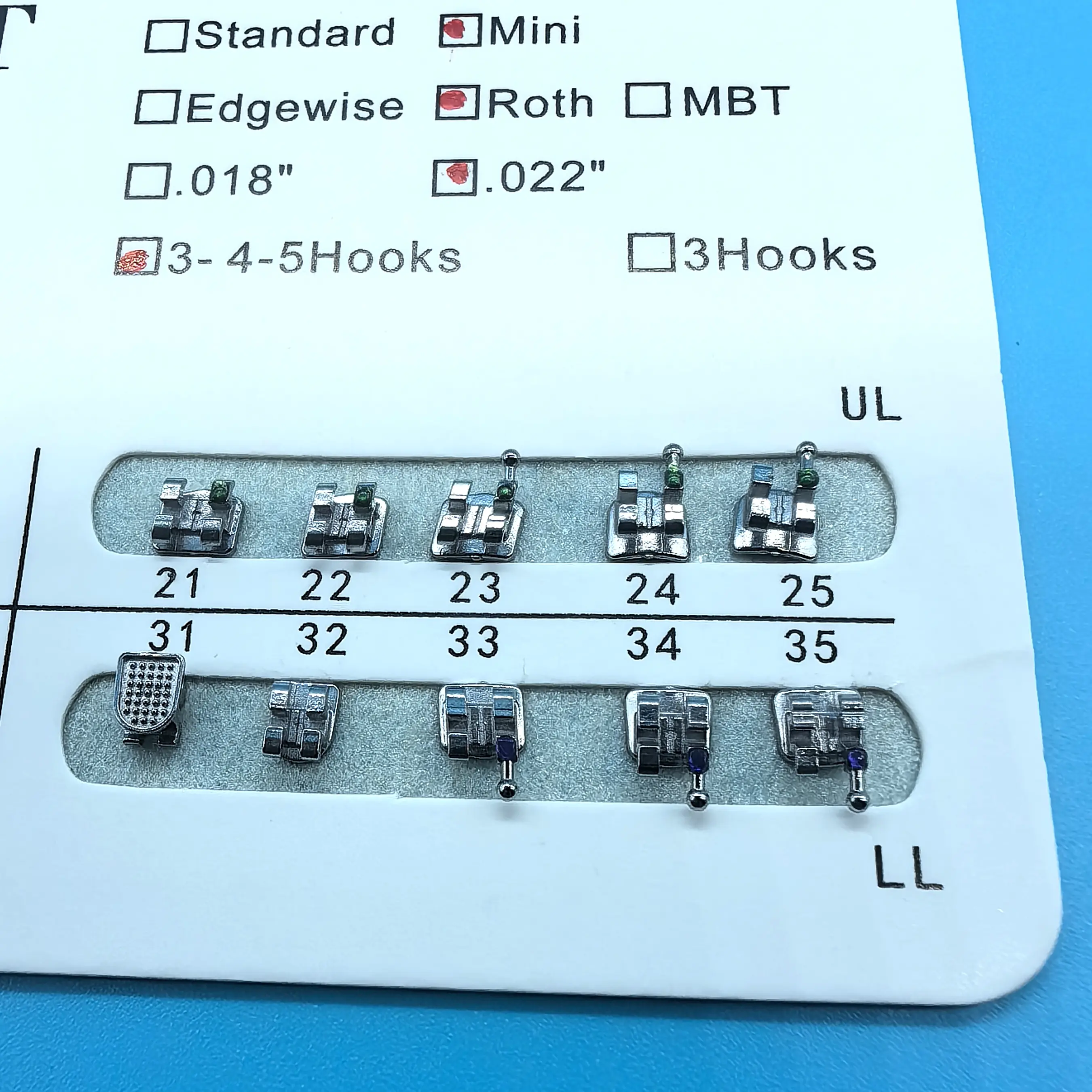 100Sets Dental Orthodontic Brackets MIM Monoblock Mini Roth.022 Hooks345 Braces for teeth