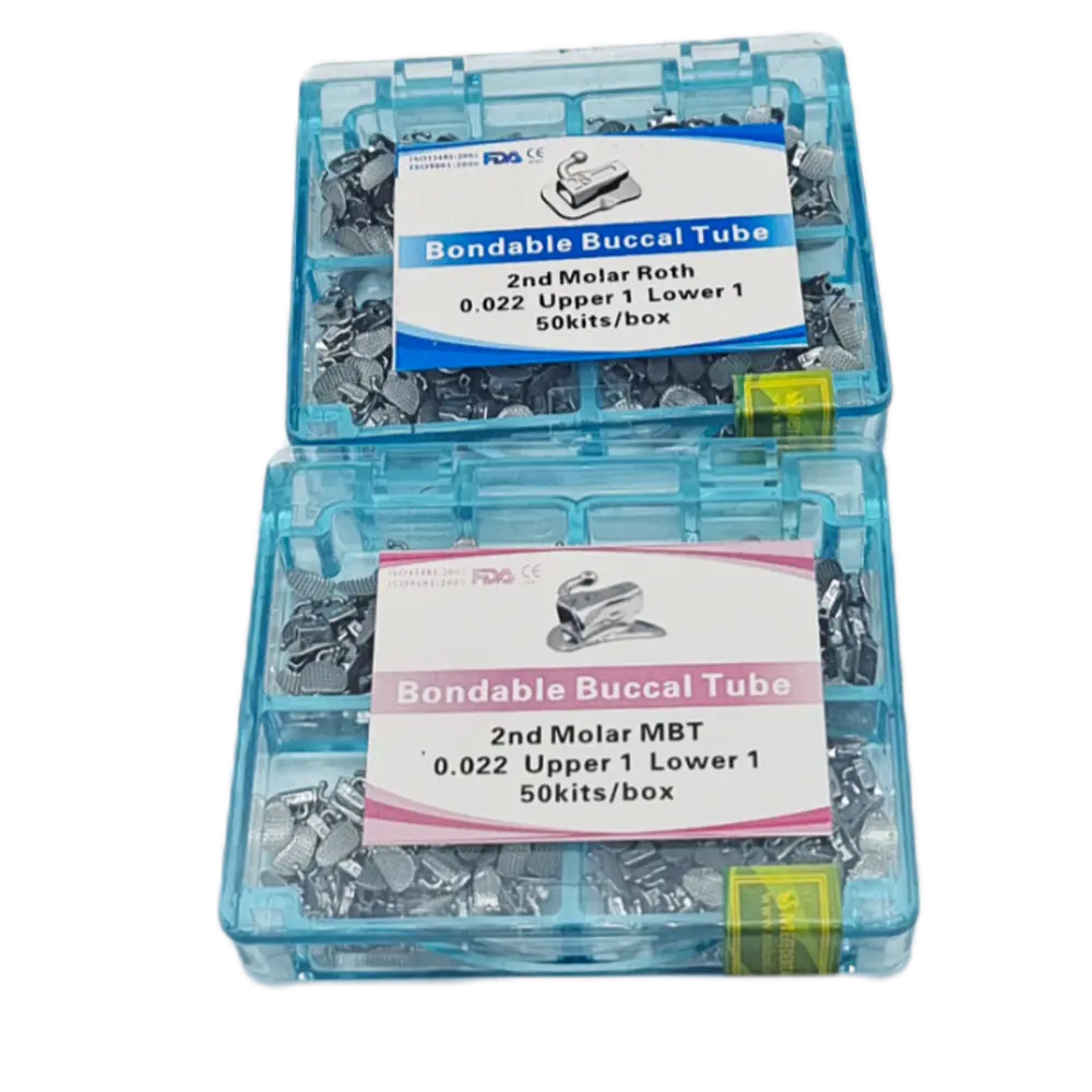 50Sets Orthodontic Buccal Tube Set Mesh Base Brakets Bondable Non-Convertible Buccal Tubes Dental Orthodontic