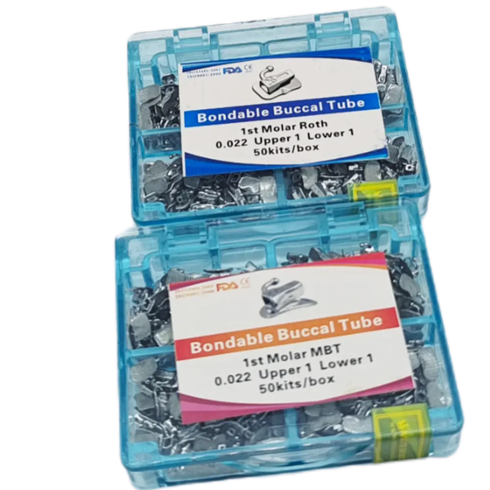 50Sets Orthodontic Buccal Tube Set Mesh Base Brakets Bondable Non-Convertible Buccal Tubes Dental Orthodontic