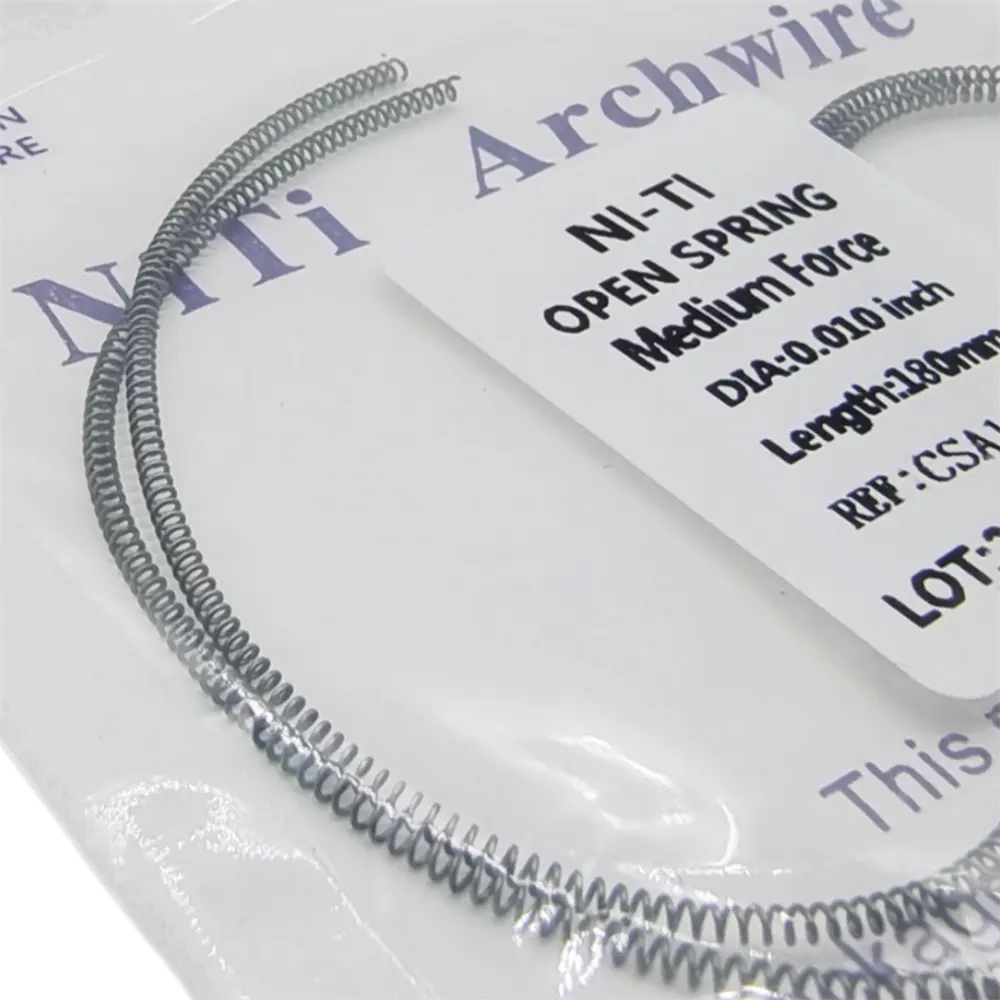 10Bags Orthodontic Dental Niti Open Coil Spring 0.010*180mm 0.012*180mm 2pc/Bag Resorte de bobina abierta para ortodoncia Dental