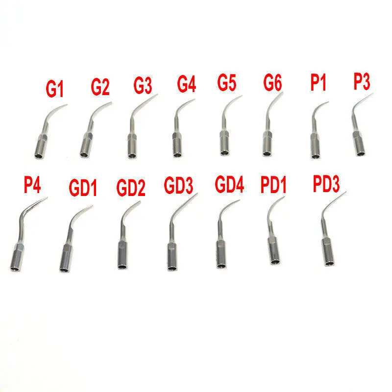 5Pcs Dental Ultrasonic Scaler Handpiece Tips P1 G1 Wrench fit For EMS/SATELEC/VRN