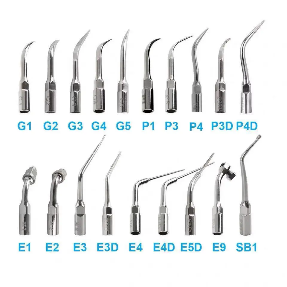 5Pcs Dental Ultrasonic Scaler Handpiece Tips P1 G1 Wrench fit For EMS/SATELEC/VRN