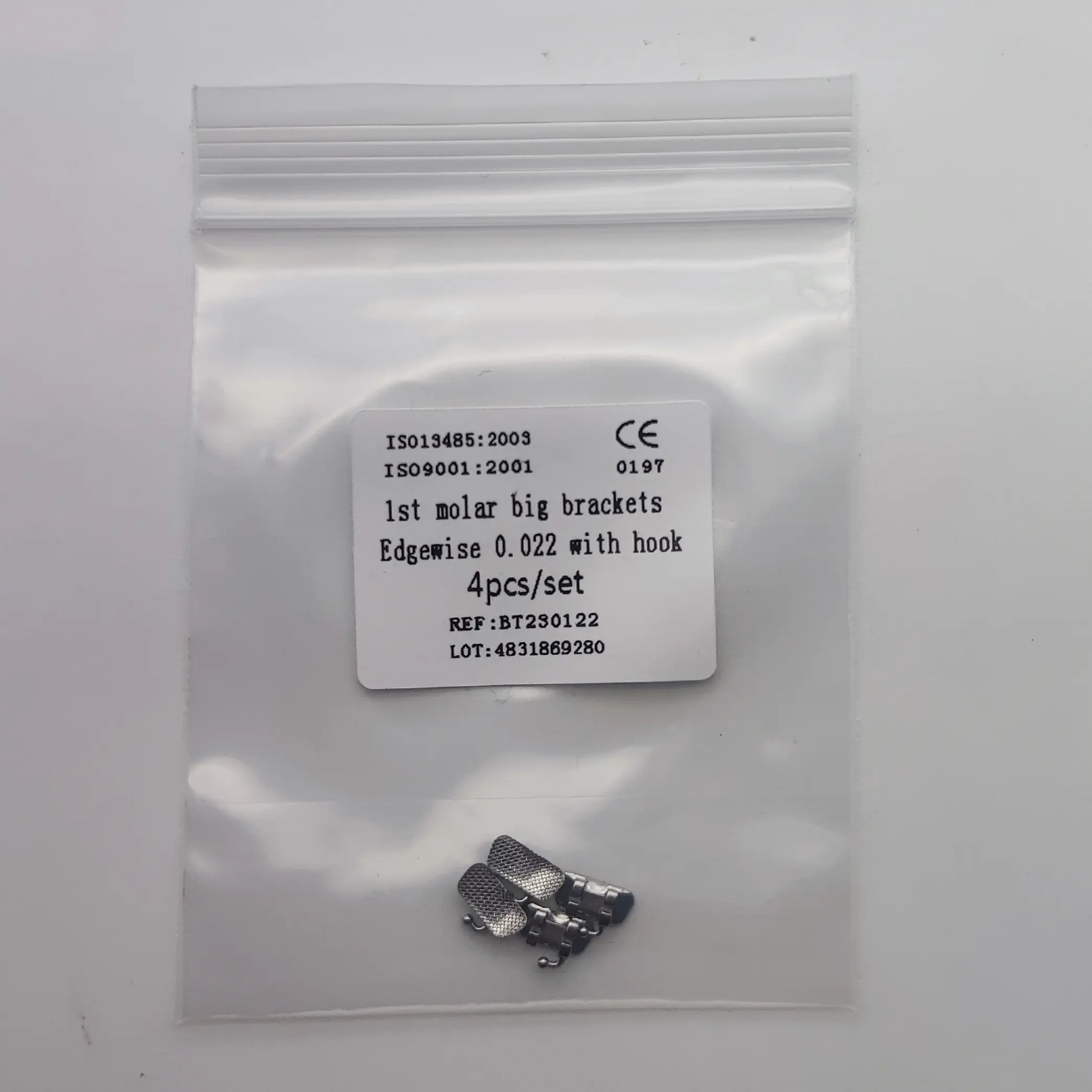 80Pcs/20Bags 1st Molar Brackets 022 Big Bracket Roth Mbt Edgewise With Hook No Hook  Mesh Base Dental Orthodontics