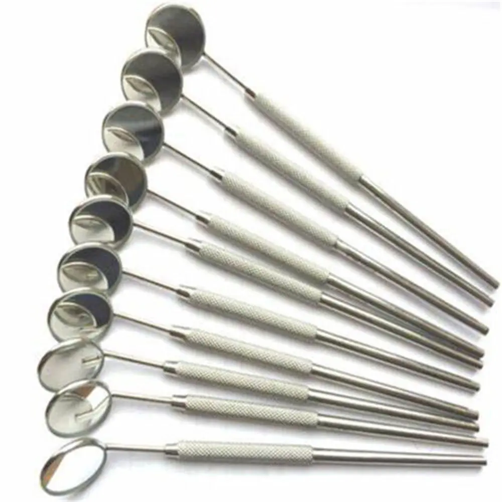 Dental Mouth Mirror Set with Handle 12 Pcs Stainless Steel Dental Basic Instruments for Medical Use