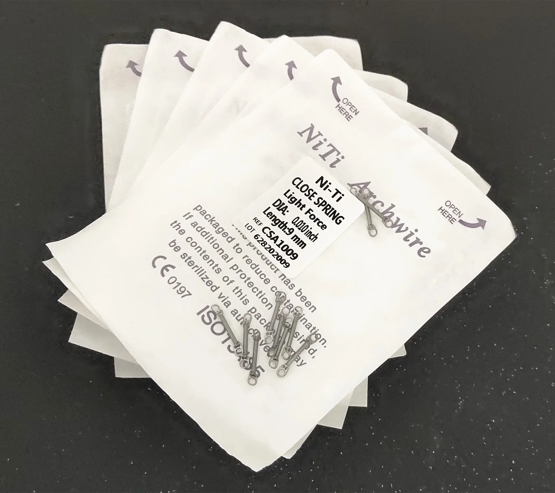 5Packs/50pcs Dental Closed Coil Spring NITI Alloy 0.010"*9mm For Orthodontic Treatment Medium Force