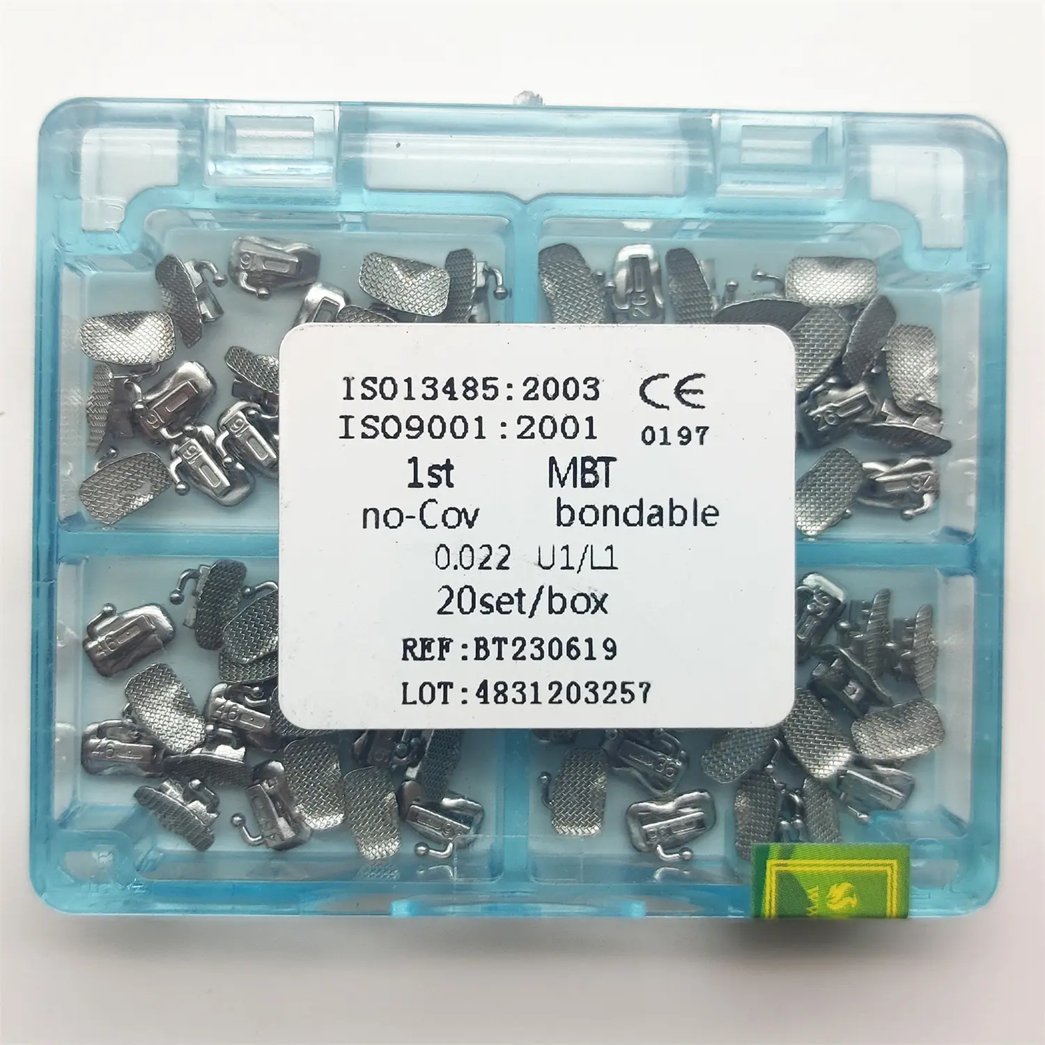 80Pcs/20Sets Dental Orthodontic Buccal Tubes 1st Molar Bondable Mesh Base Non-Convertible Single Roth MBT 0.022 4Pcs/Set