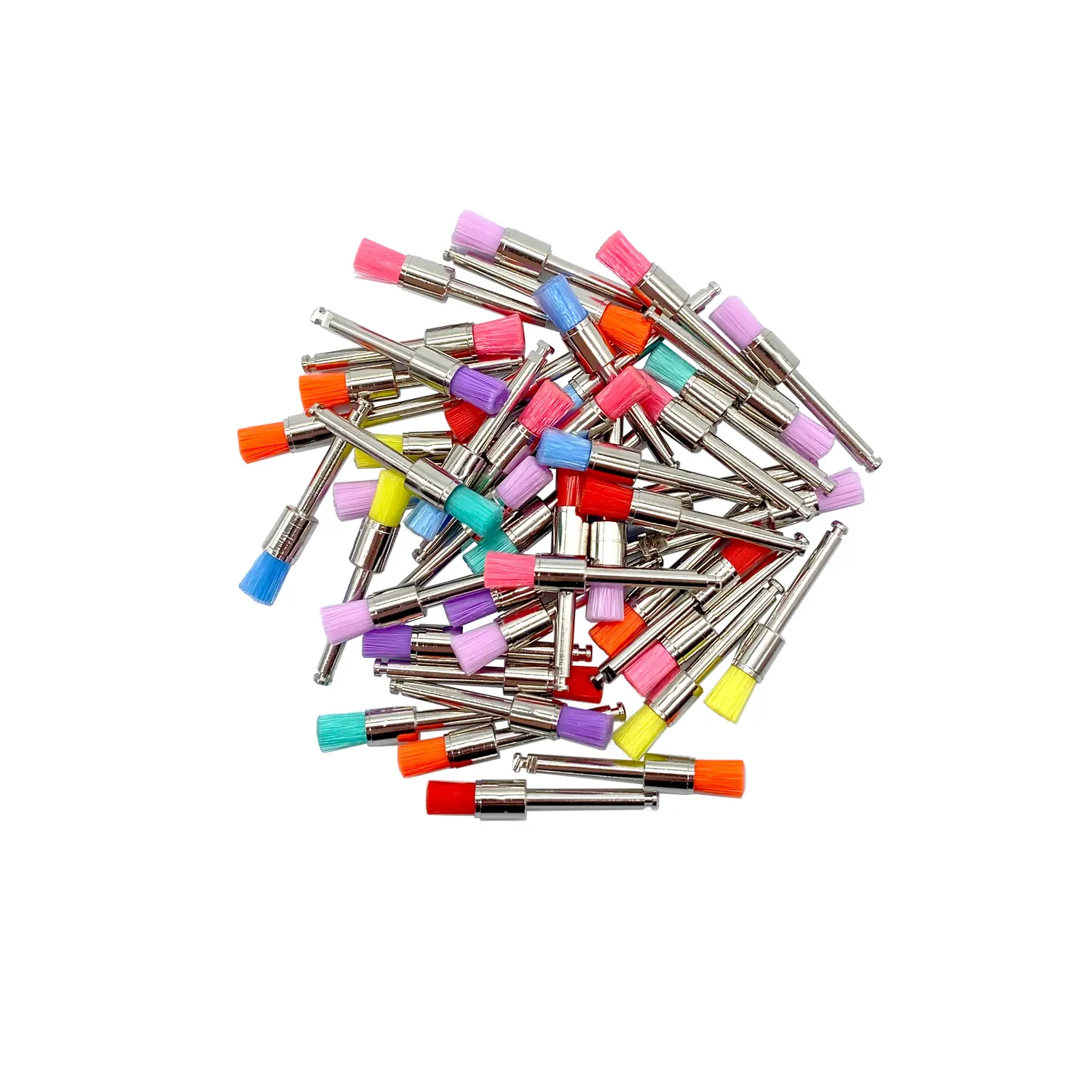 100pcs Dental Prophy Brushes Polishing Polisher Disposable Latch type Mixed color Plat Used for stain removal and polish