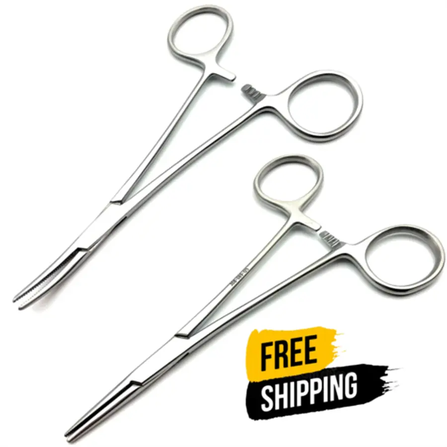 1pc Stainless Steel Hemostatic Forceps Surgical Forceps Tool Hemostat Locking Clamps Forceps Fishing Pliers Curved Tip