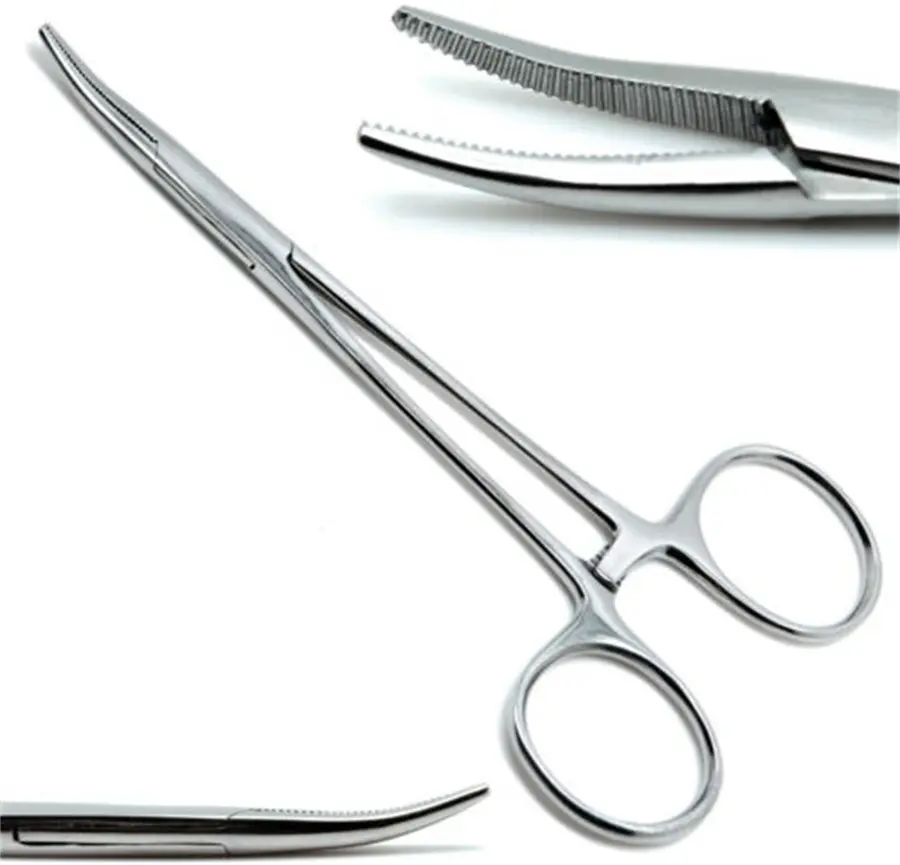 1pc Stainless Steel Hemostatic Forceps Surgical Forceps Tool Hemostat Locking Clamps Forceps Fishing Pliers Curved Tip