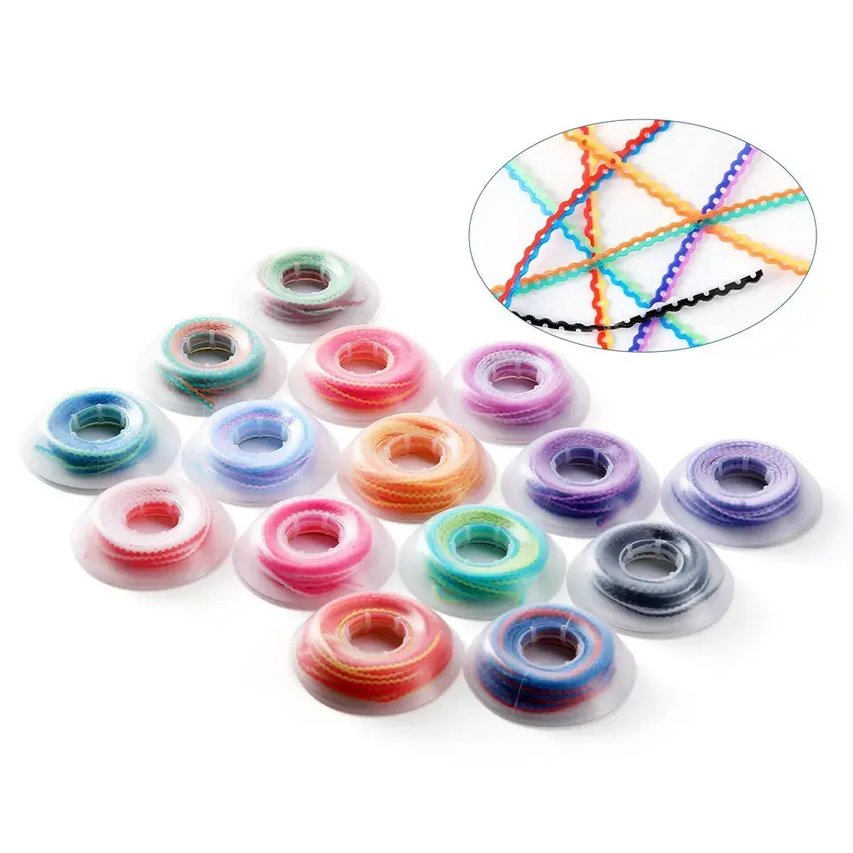 Dental Orthodontic Elastic Ultra Power Chain Rubber Band Short Dentist Orthodontic Device Double Color