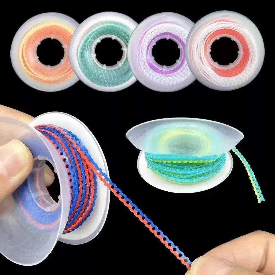 Dental Orthodontic Elastic Ultra Power Chain Rubber Band Short Dentist Orthodontic Device Double Color