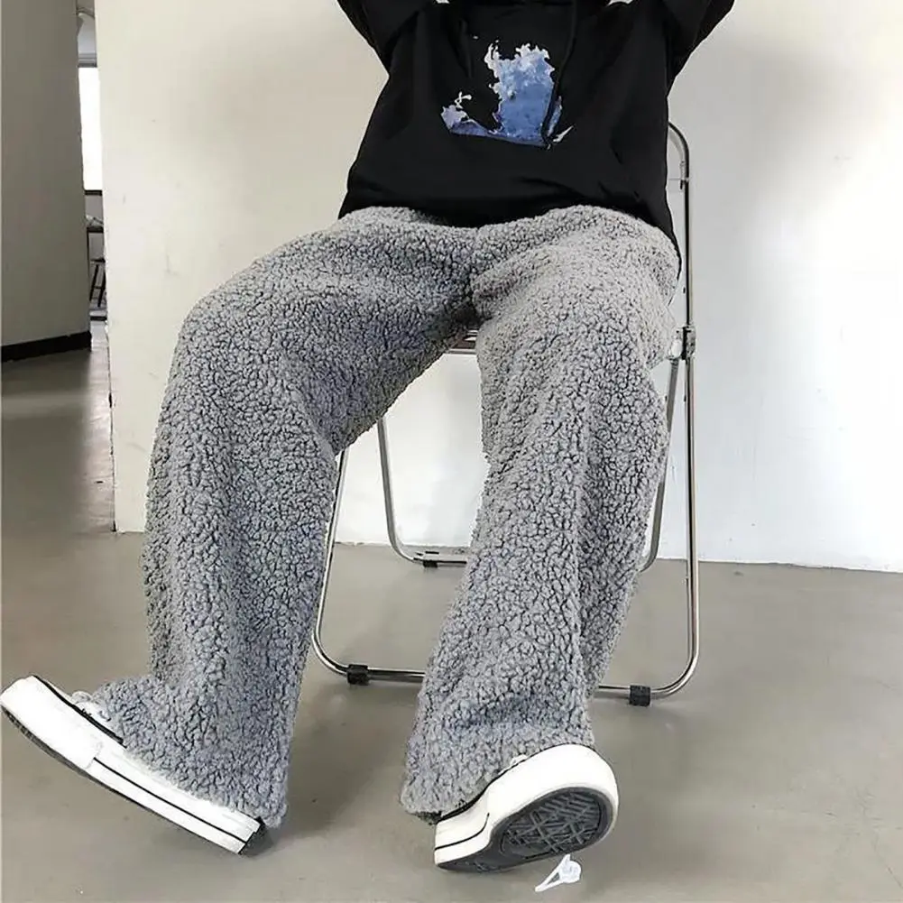Plush Women Pants Thickened Imitation Cashmere Elastic Waist Women Trousers Straight Ankle Tied Pants Winter Warm Casual Pants