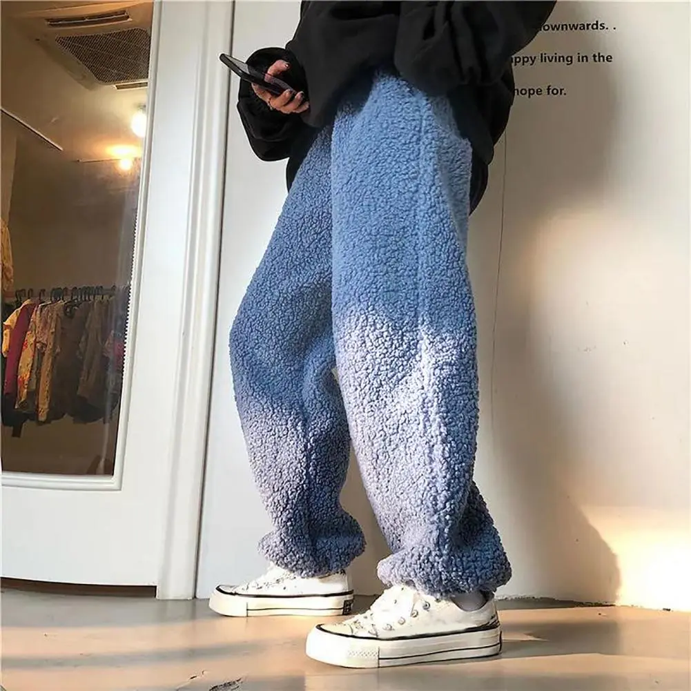 Plush Women Pants Thickened Imitation Cashmere Elastic Waist Women Trousers Straight Ankle Tied Pants Winter Warm Casual Pants