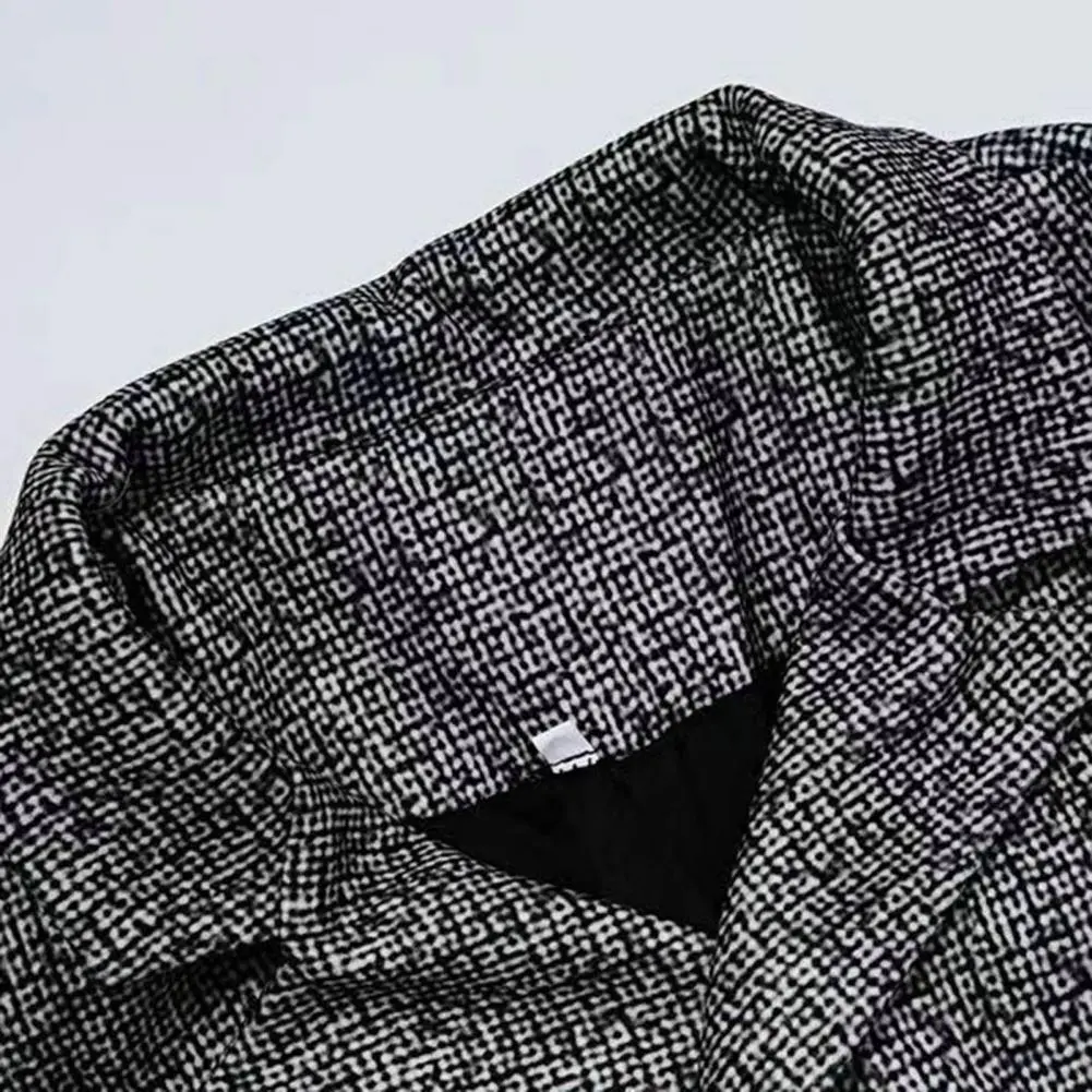 Men Slim Fit Turndown Collar Solid Color Streetwear Autumn Winter British Style Buttons Suit Jacket Coat British Blazer