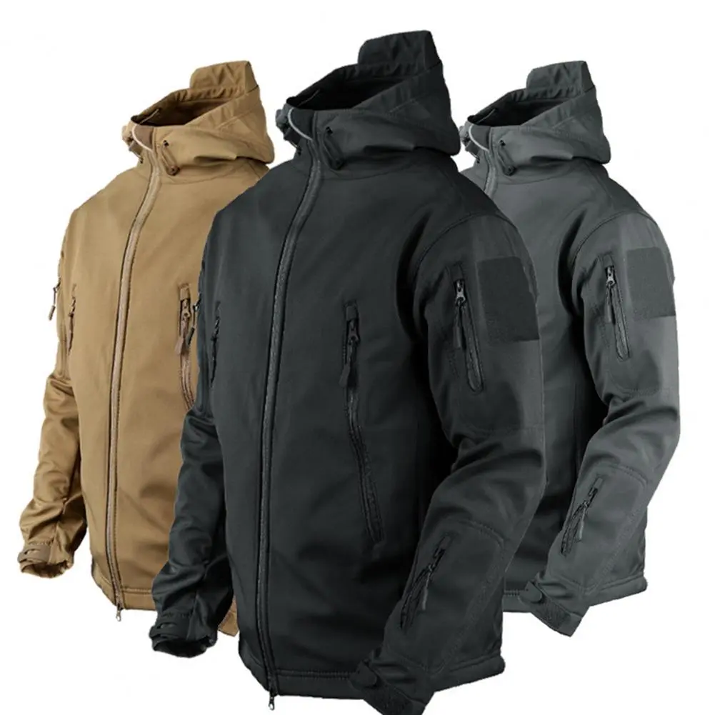 Stand Neck Jacket Thermal Warm Work Coats Safari Jacket Hiking Outwear Windbreaker Fastener Tape Mountaineering Jacket