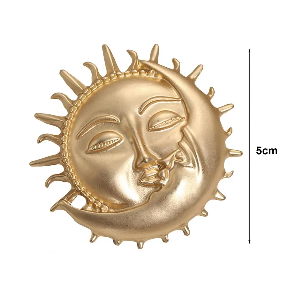 Moon Sun Face Women Brooch Rhinestone Retro Baroque Style Suit Coat Collar Hat Scarf Decoration Clothes Pin Leaf Brooch Jewelry