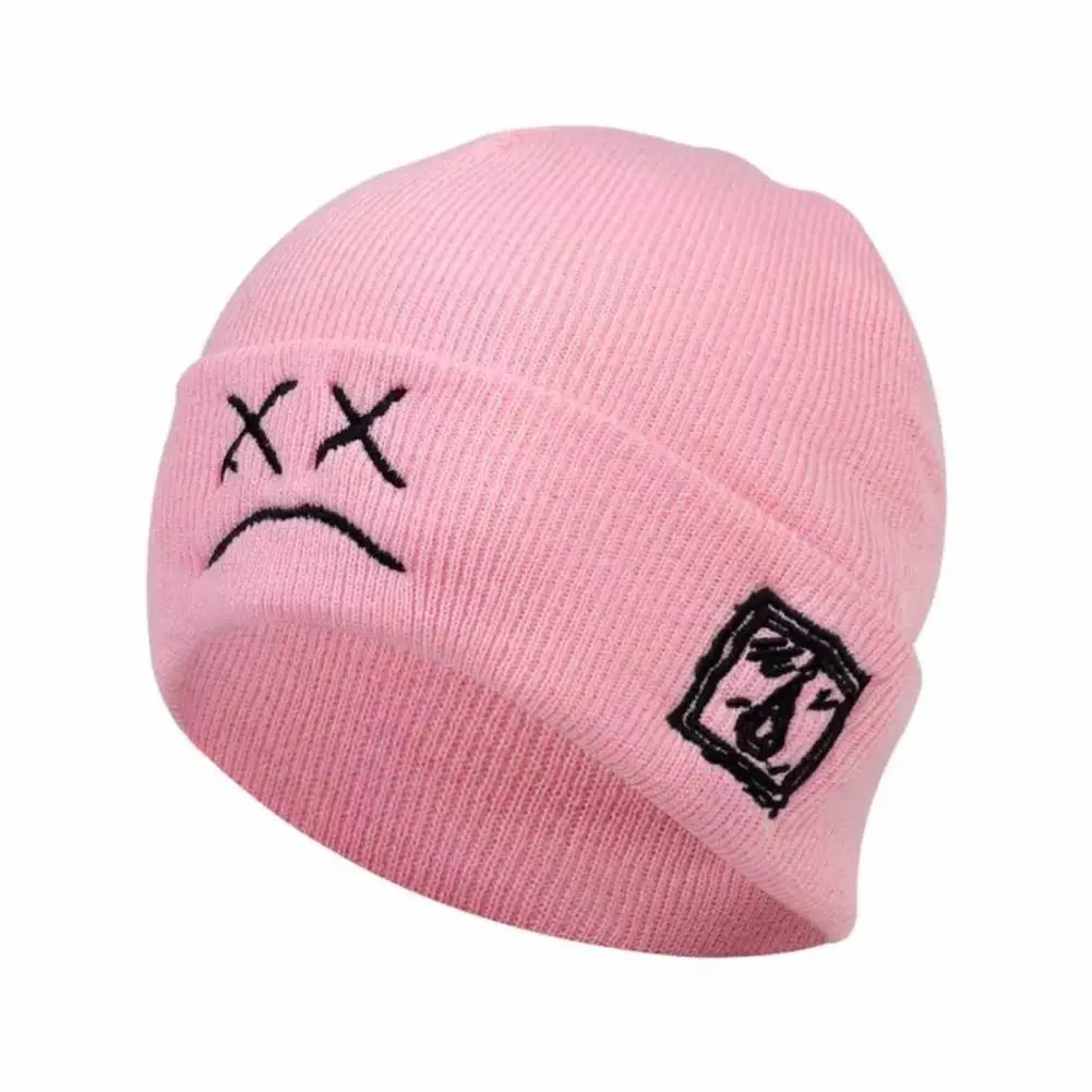 Men Women Knitted Hat Versatile Knitted Hat Hop Style Embroidered Knit Hat for Women Men Warm Woolen Beanie with Expression